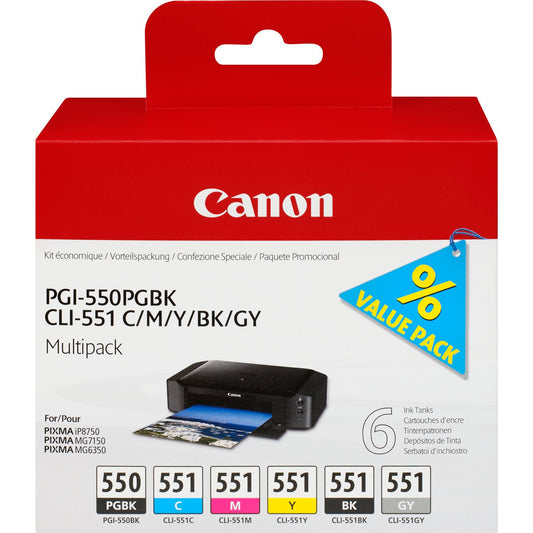 Canon CLI-551 & PG-550 Multipack Printer Ink Cartridges cardboard Canon