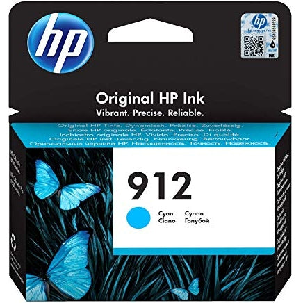 HP 912 Cyan Original Ink Cartridge Page Yield 315 P/N 3YL77AE HP