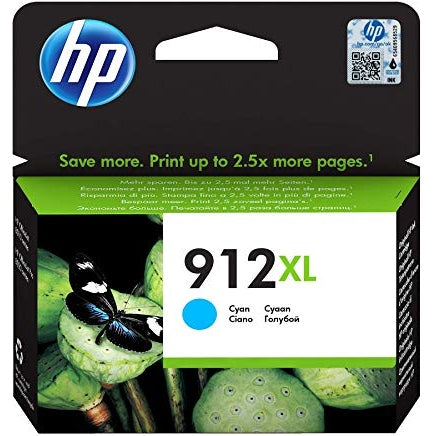 HP 912XL High Yield Cyan Original Ink Cartridge Page Yield 825 (P/N 3YL81AE)