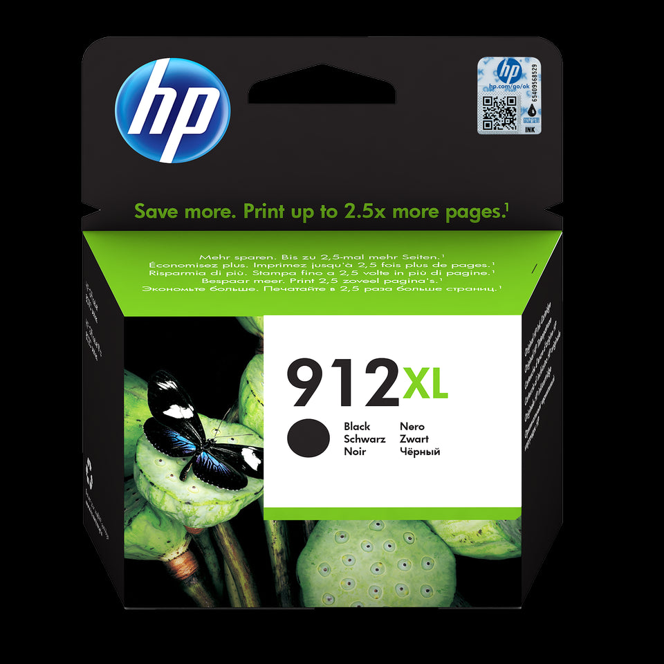 HP 912XL High Yield Black Original Ink Cartridge Page Yield 825 (P/N 3YL84AE)