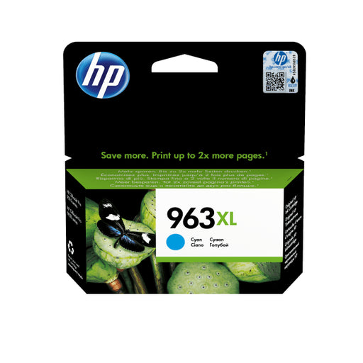 HP 963XL High Yield Cyan Original Ink Cartridge Page Yield 1600 (P/N 3JA27AE)