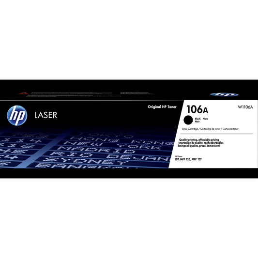 HP 106A Black Original Laser Toner Cartridge Page Yield 1000 P/N W1106A HP