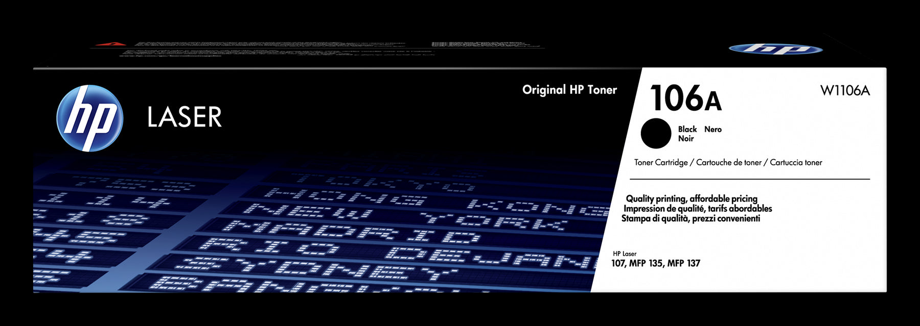 HP 106A Black Original Laser Toner Cartridge Page Yield 1000 (P/N W1106A) | Cartridge King 