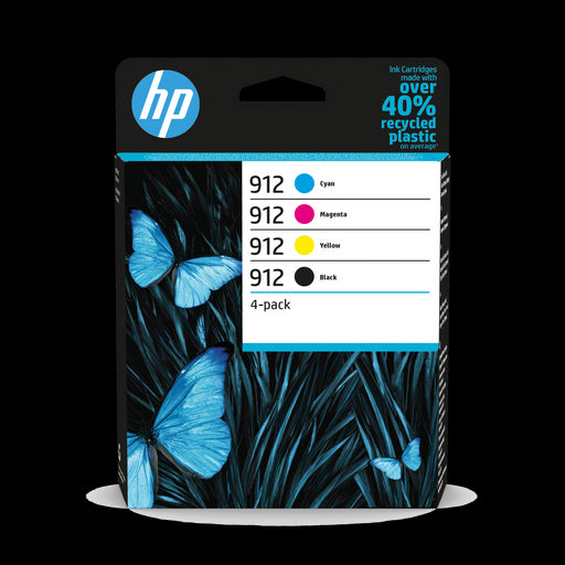 HP 912 4-pack  Black/Cyan/Magenta/Yellow Original Ink Cartridges Page Yield B 300/C 315/M 315/Y 315 (P/N 6ZC74AE)