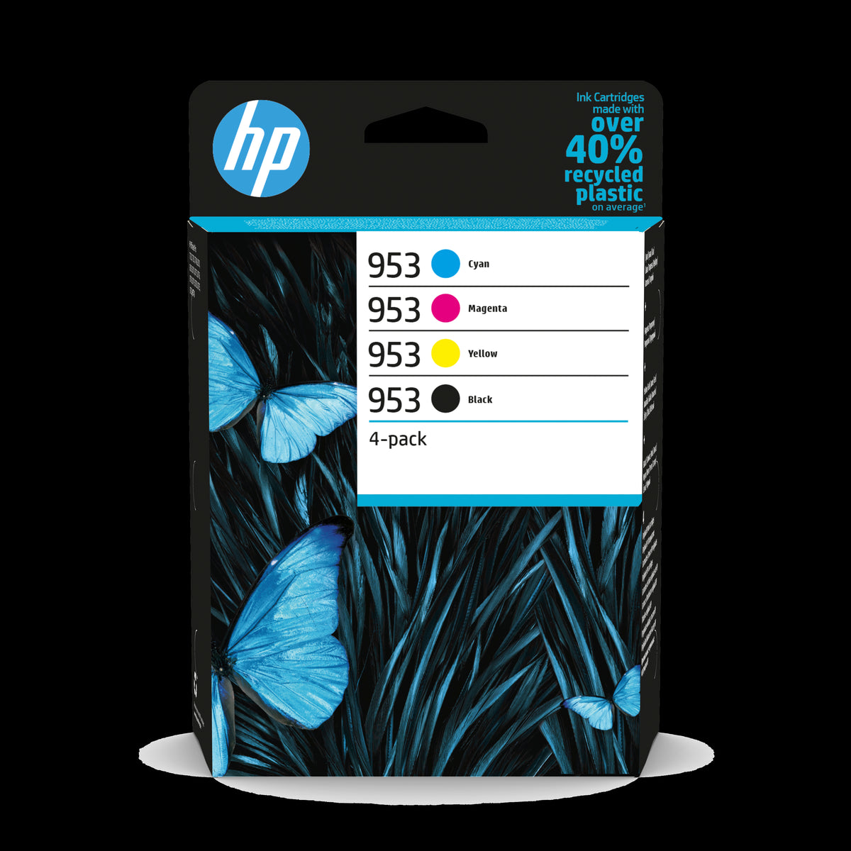 HP 953 4-pack Black/Cyan/Magenta/Yellow Original Ink Cartridges Page Yield B 900/C 630/ M 630/ Y 630 P/N 6ZC69AE HP