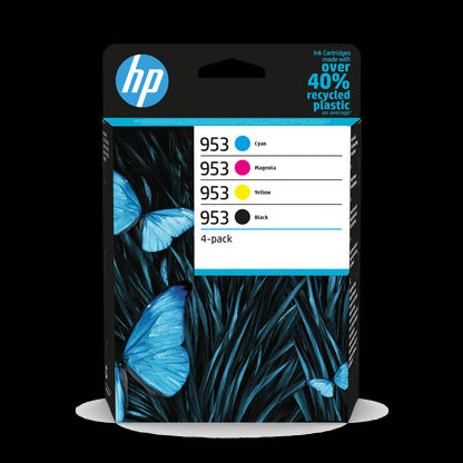 HP 953 4-pack Black/Cyan/Magenta/Yellow Original Ink Cartridges Page Yield B 900/C 630/ M 630/ Y 630 P/N 6ZC69AE HP