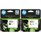 HP 301XL High Yield 2-pack Black/Tri-colour Original Ink Cartridges - CH563EE CH564EE
