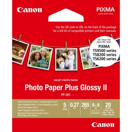 Canon PP-201 Glossy II Photo Paper Plus 3.5 x 3.5” – 20 Sheets Canon