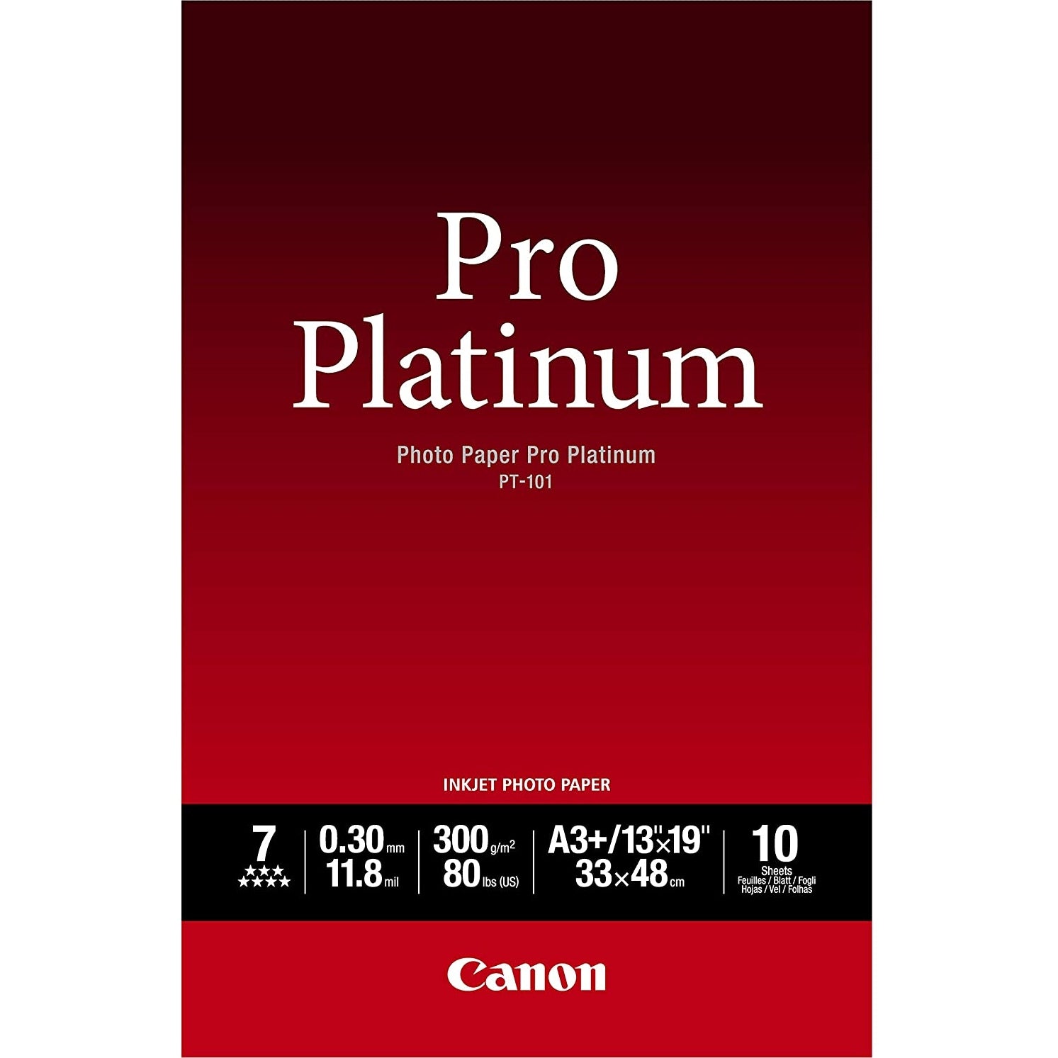 Canon PT-101 Pro Platinum Photo Paper A3 Plus - 10 Sheets Canon