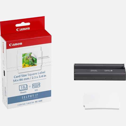 Canon KC-18IS Colour Ink + Paper Set Credit Card Size – 18 Square Stickers Canon