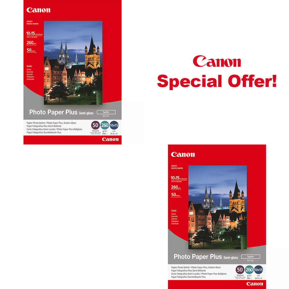 Canon SG-201 Semi-Gloss Photo Paper Plus 4x6 - 100 Sheet BUNDLE DEAL Canon