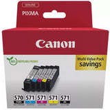 Canon PGI-570 / CLI-571 Genuine Ink Cartridges, Pack of 5 2 x Black, Cyan, Magenta, Yellow - Cardboard Multipack