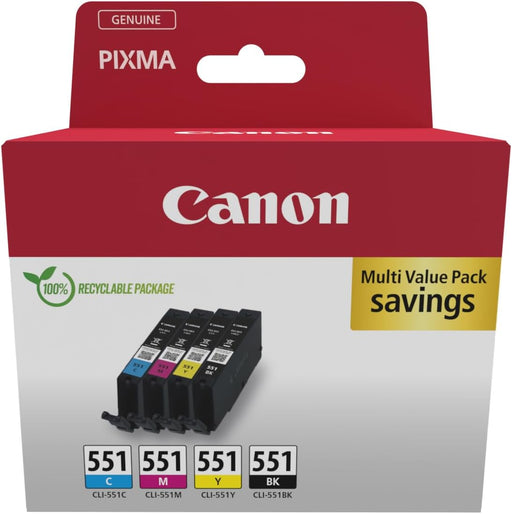 Canon Cli-551 BK/C/M/Y Multi Pack - Cardboard