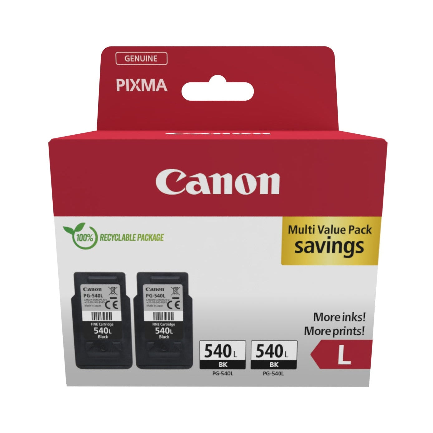 Canon PG-540L Black High Capacity Ink Cartridge Twin Pack Canon