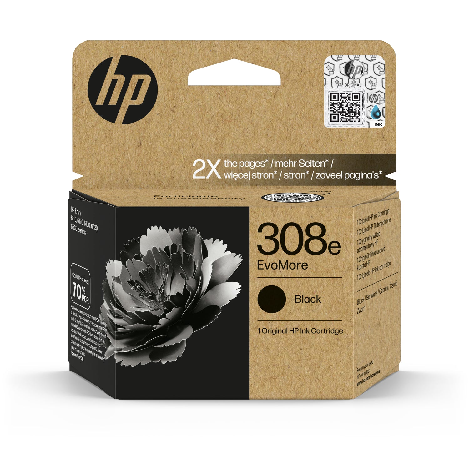 HP 308e EvoMore Black Original Ink Cartridge - 7FP22UE