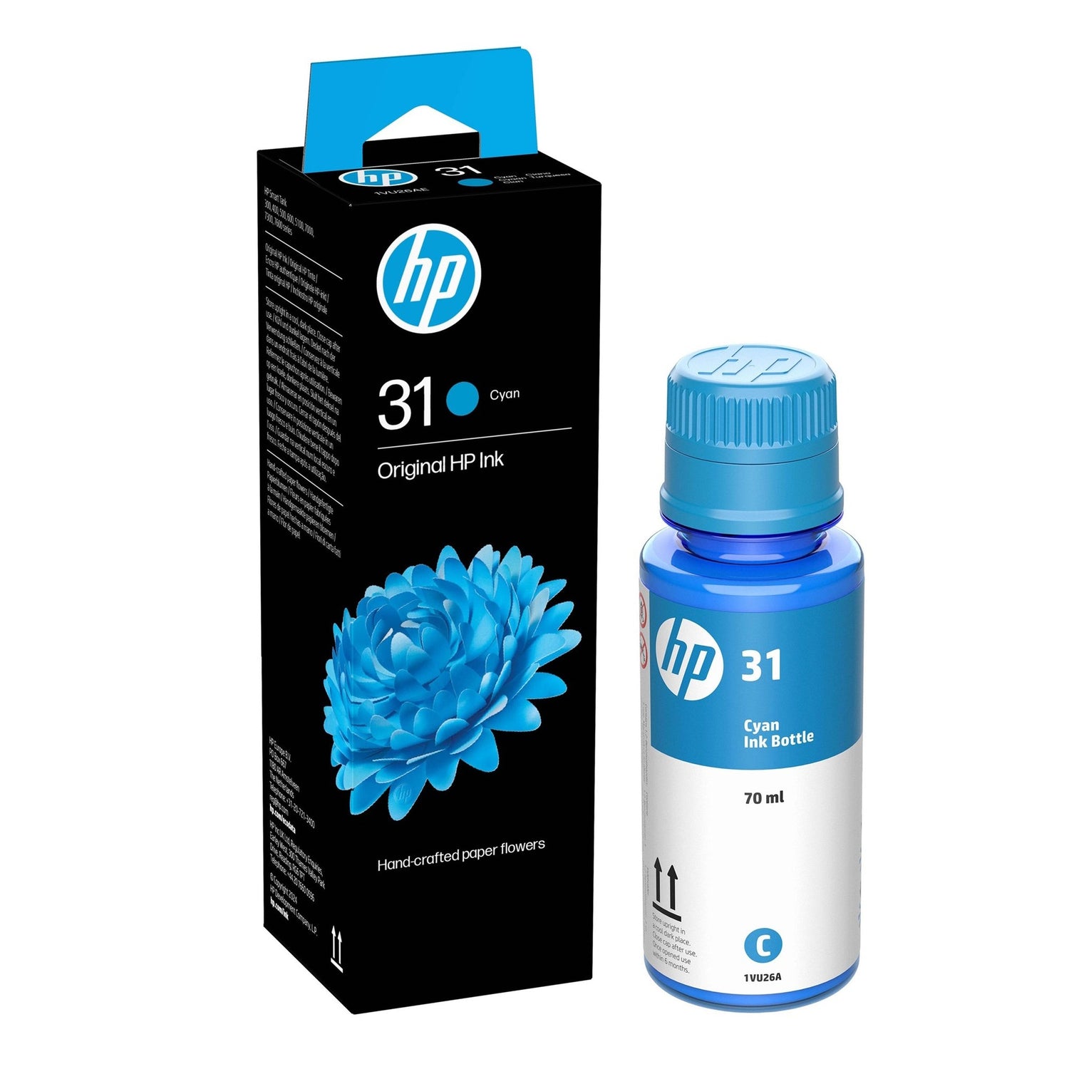 HP 31 70-ml Cyan Original Ink Bottle - P/N 1VU26AE