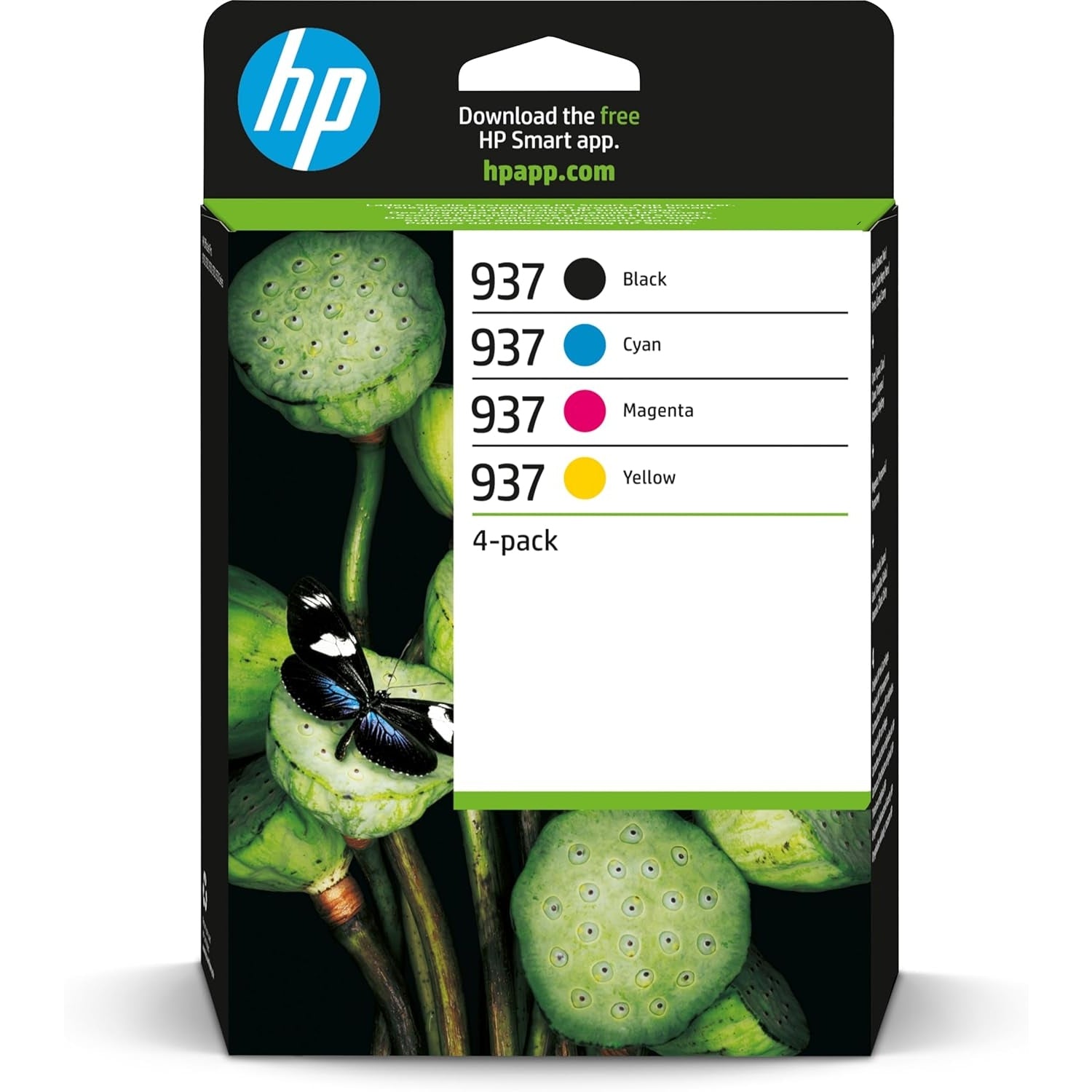 HP 937 4-pack Black/Cyan/Magenta/Yellow Original Ink Cartridges Page Yield B 1250 / C 800/ M 800/ Y 800 (6C400NE)