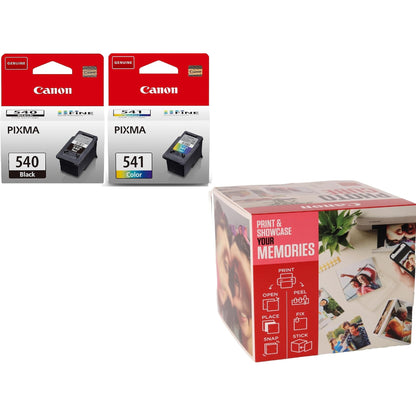 Canon PG-540 / CL-541 Ink Cartridges with Photocube (Pink) Bundle