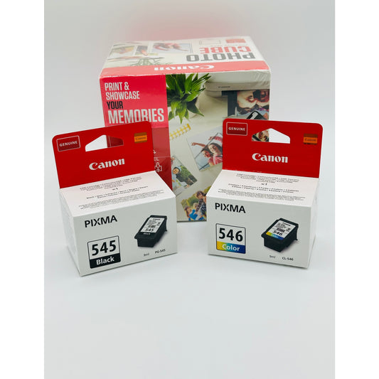 Canon PG-545 / CL-546 Ink Cartridges with Photocube Pink Bundle