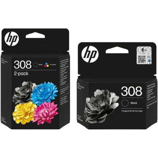 HP 308 combo and 308 black ink cartridge bundle