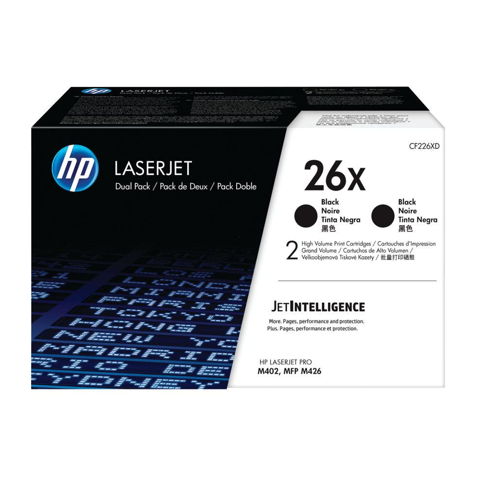 HP 26X 2-pack High Yield black original LaserJet toner cartridge CF226XD