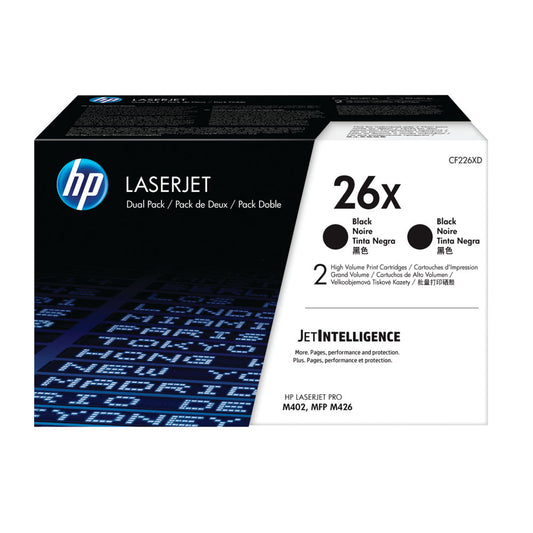 HP 26X 2-pack High Yield black original LaserJet toner cartridge CF226XD