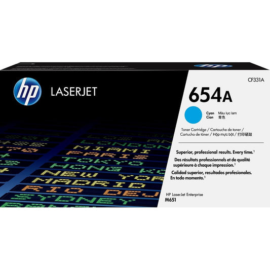 HP 654A Original LaserJet Toner Cartridge, Cyan, Single Pack