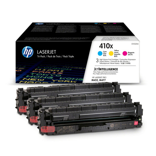 HP 410X Toner Cartridge, Cyan, Magenta and Yellow, Multi Pack High Yield