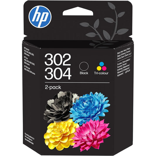 HP 302/304 Black & Tri-Color Original Ink Cartridge 2-Pack - B82L1AE