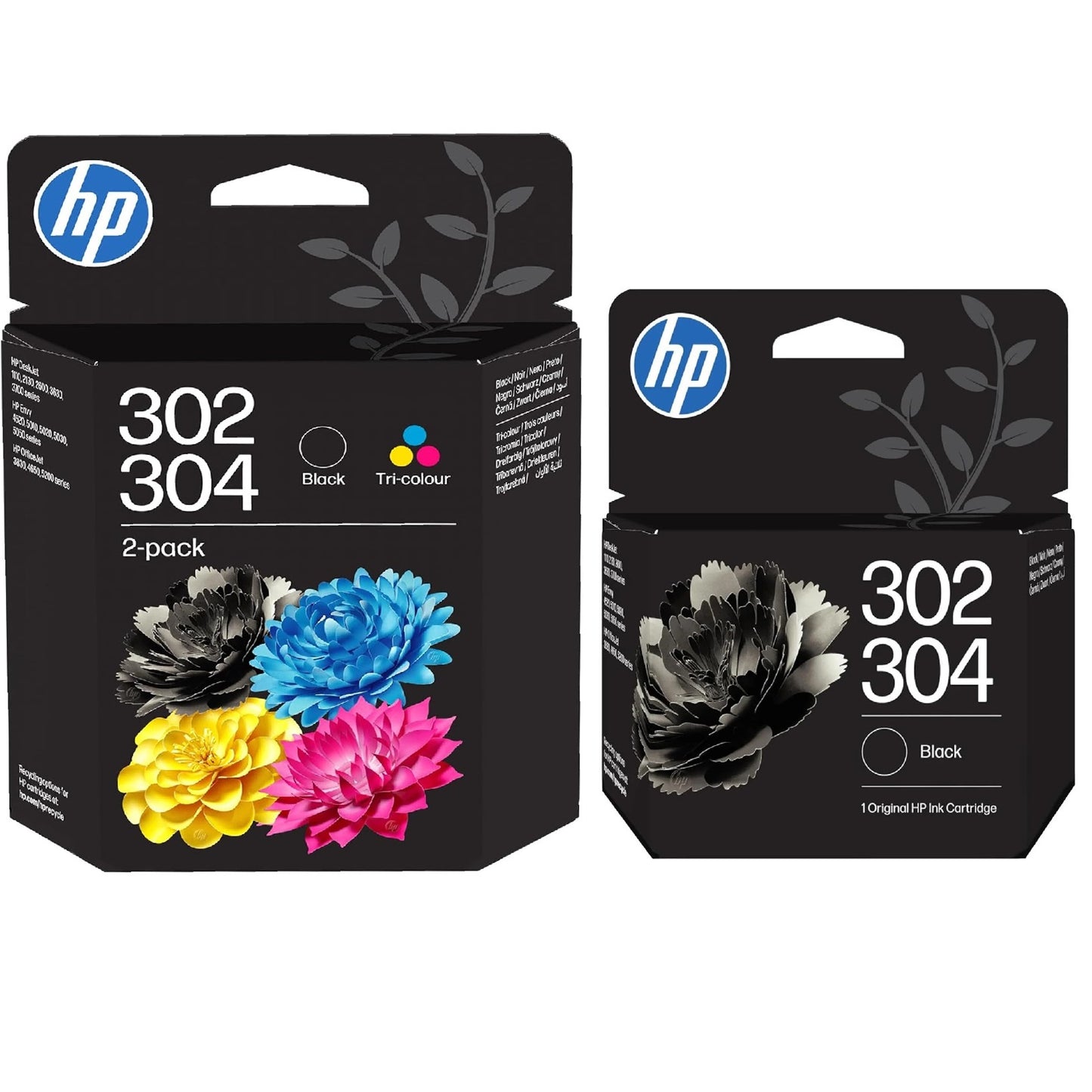 HP 302/304 Black 2 & Tri-Color Original Ink Cartridge 3-Pack - B7RT7AEB82L1AE