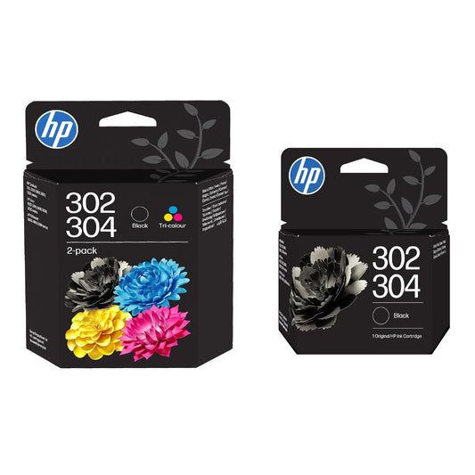 HP 302/304 Black 2 & Tri-Color Original Ink Cartridge 3-Pack - B7RT7AEB82L1AE