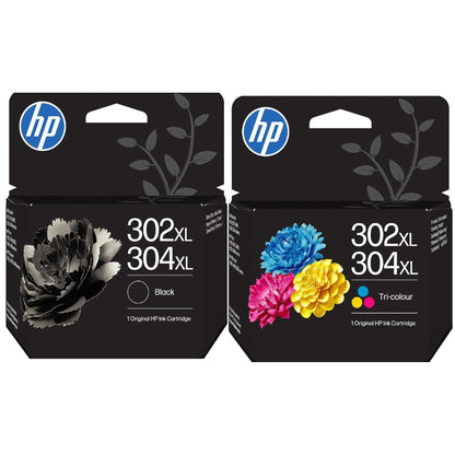 HP 302XL/304XL Black and colour Original Ink Cartridge combo