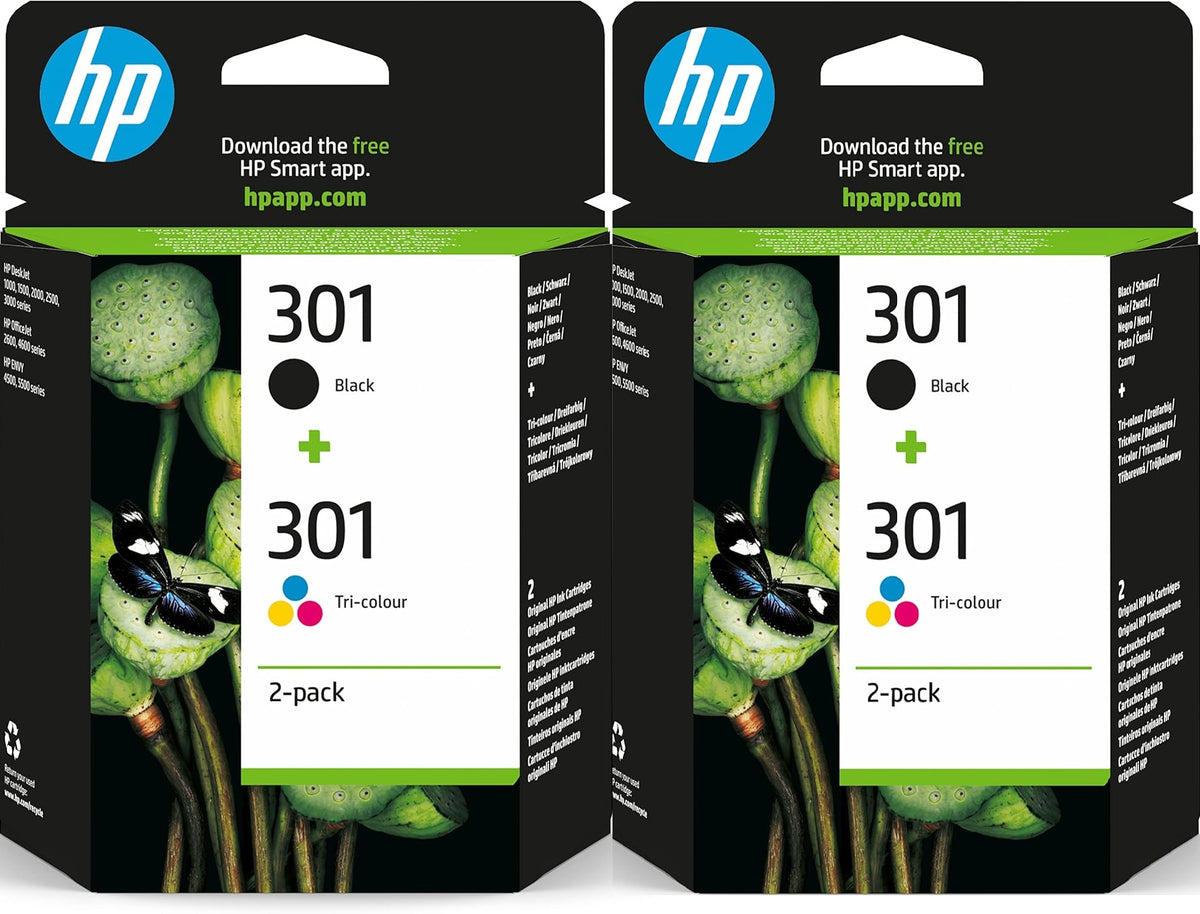 HP 301 Combo Black/Tri-colour Original Ink Cartridges x 2  - N9J72AE