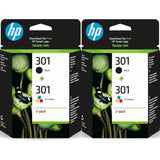 HP 301 Combo Black/Tri-colour Original Ink Cartridges x 2 - N9J72AE