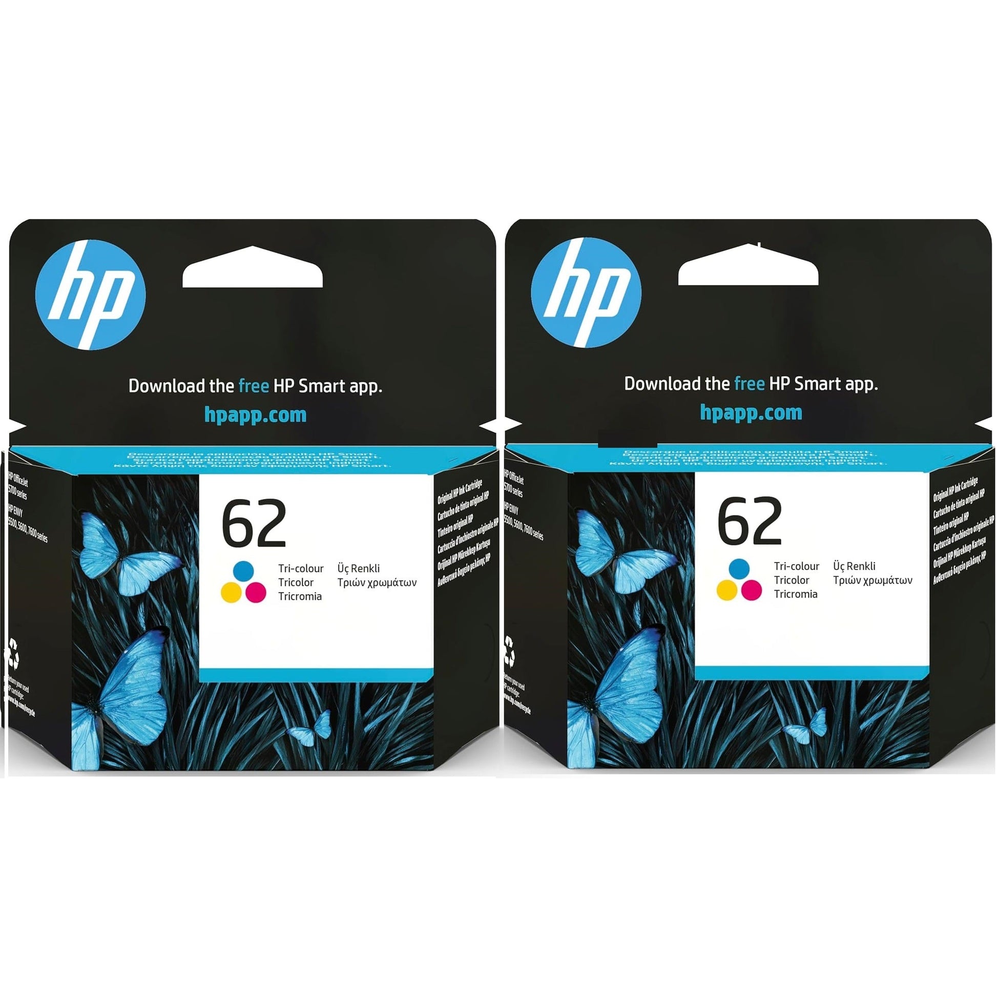 HP 62 Tri-colour Original Ink Cartridge 2 pack - C2P06AE