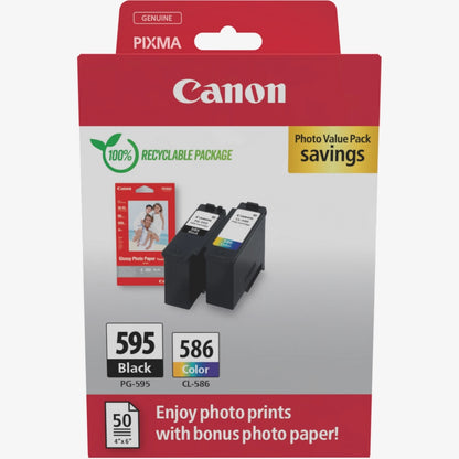 Canon PG-595 & CL-586 Ink Cartridges + Photo Paper Value Pack - 7171C004