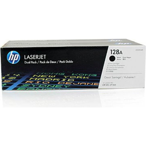HP 128A 2-pack Black Original LaserJet Toner Cartridges Page Yield 2000 (CE320AD) | Cartridge King 
