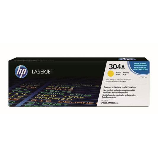 HP 304A Yellow Original LaserJet Toner Cartridge Page Yield 2800 CC532A HP